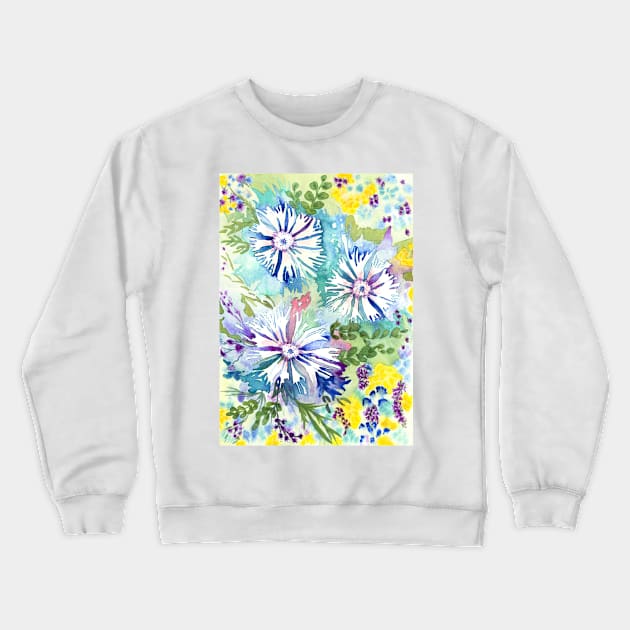 Ragged Flowers Crewneck Sweatshirt by WaterGardens